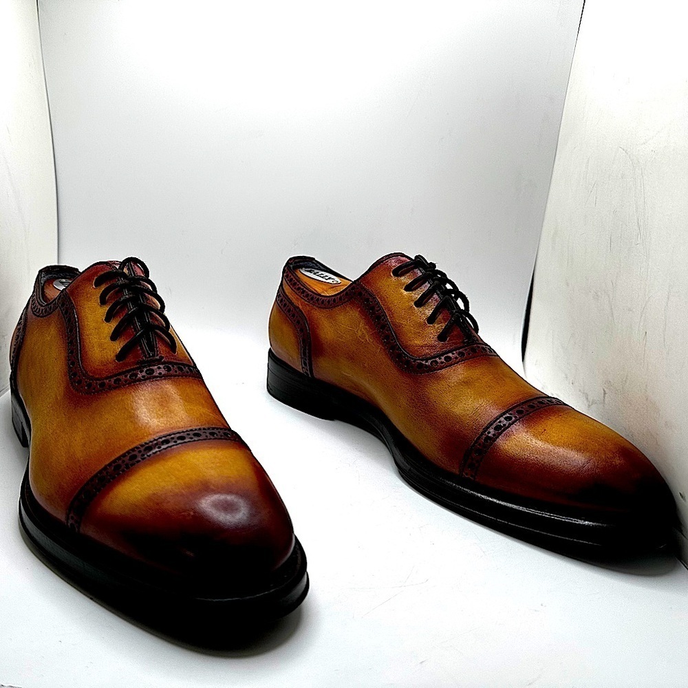 STUNNING Zampiere Burnished Calf-Skin Leather Cap-Toe Oxfords 🤩🤩🤩 MINT COND. - Picture 10 of 16